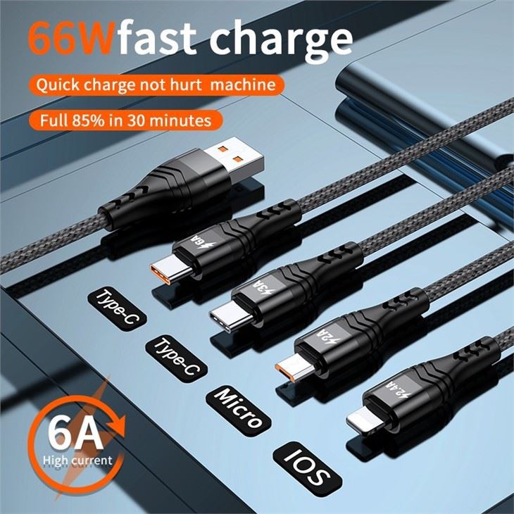 6A Super-fast Charging 4 In1 Charging Cable