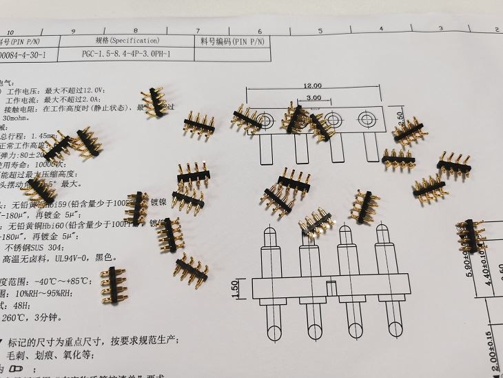 90 ডিগ্রি ডান কোণ পোগো পিন সংযোগকারী